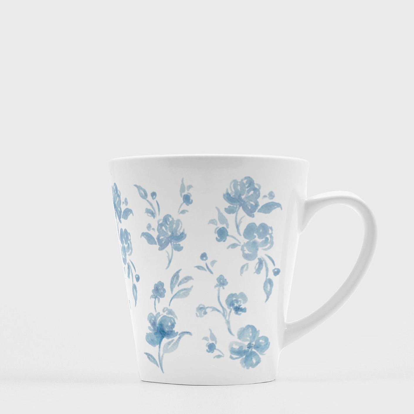 Blue Floral Latte Mug