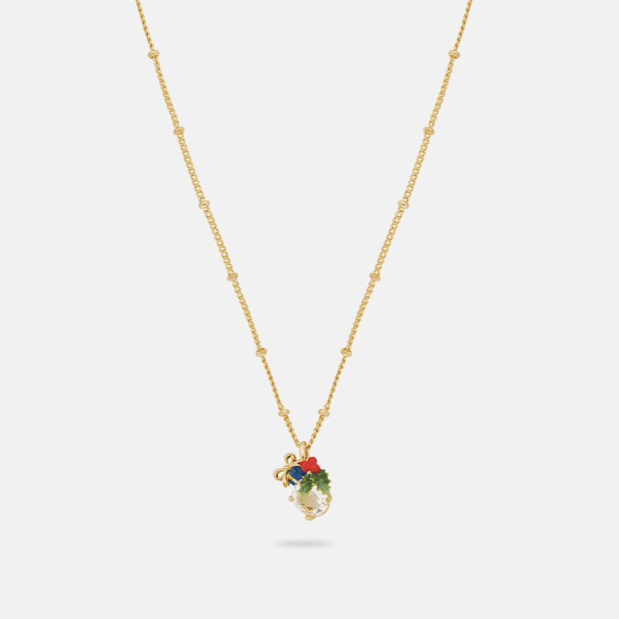 Faceted Glass Pendant Necklace with Christmas Gift