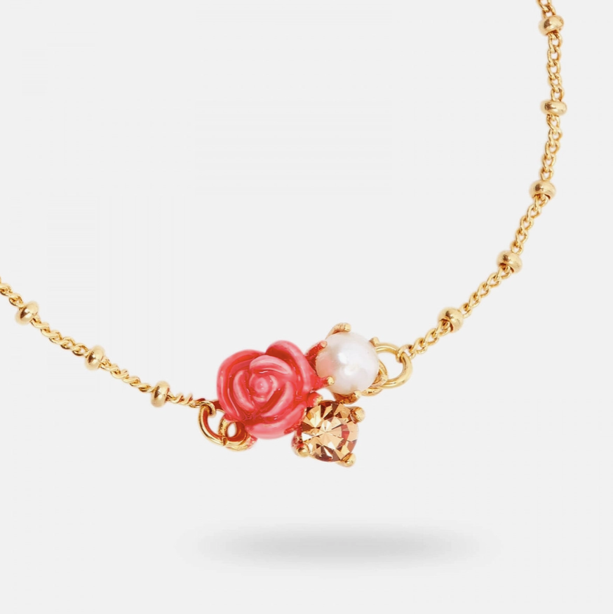 Fine Pink Bracelet with Cultured Pearl and Stone