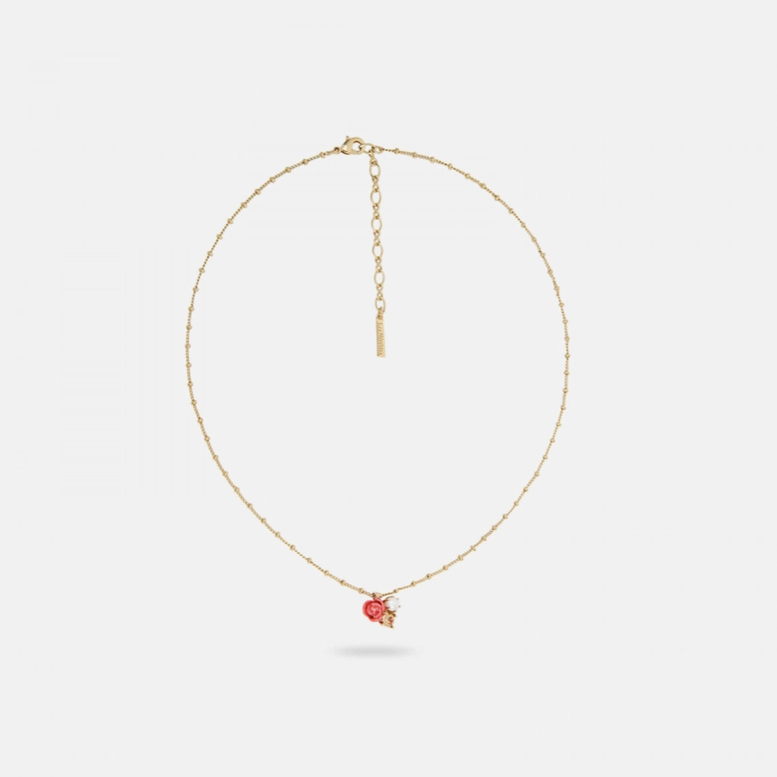 Pink Pendant Necklace with Cultured Pearl and Stone
