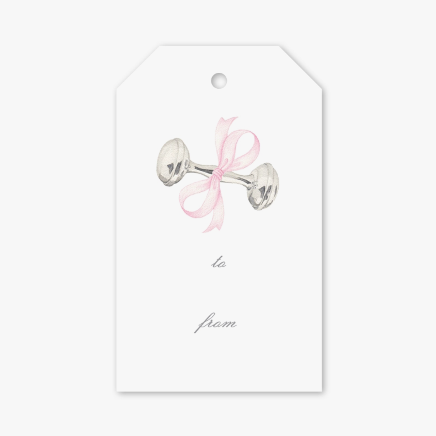 Rattle and Bow Pink Gift Tags