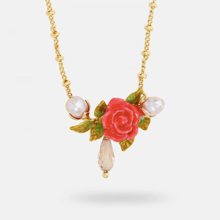 Rose and Cultured Pearls Necklace
