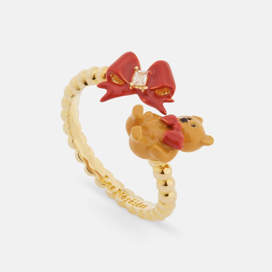 You and Me Adjustable Teddy Bear and Bow Ring