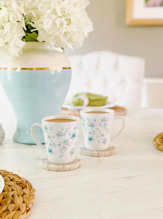 Blue Floral Latte Mug