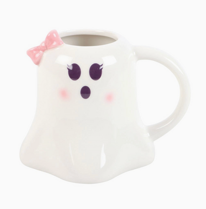 Mrs. Boo Ghost Shaped Halloween Mug with Bow