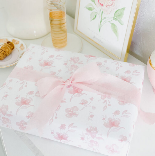 Pink Floral Watercolor Wrapping Paper
