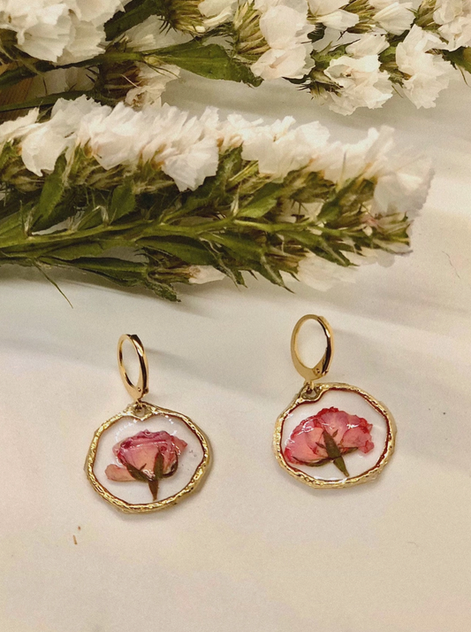 Rose Bud Flower-Pressed Earrings