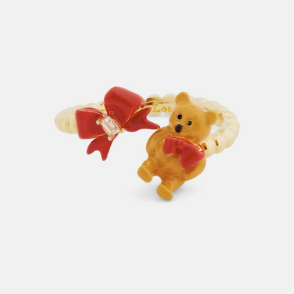 You and Me Adjustable Teddy Bear and Bow Ring